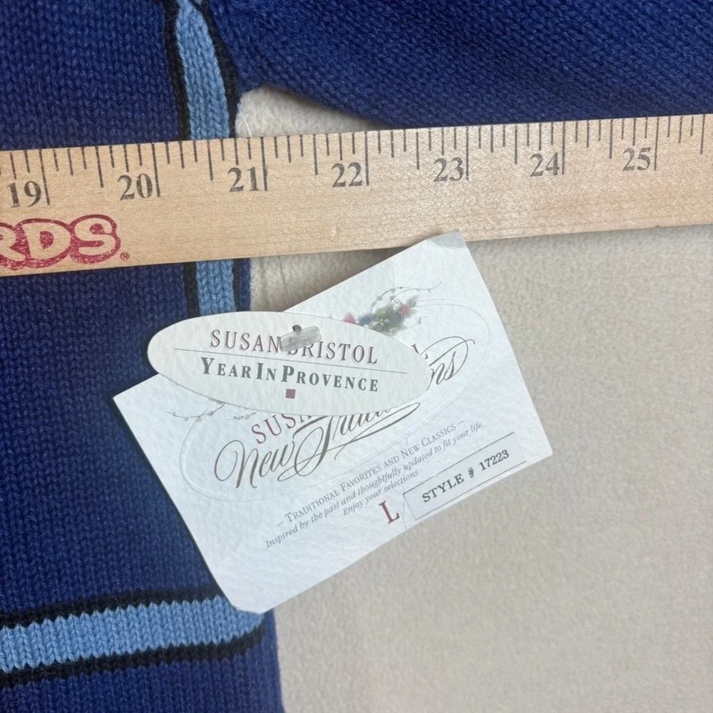 NOS Vtg 1993 Susan Bristol Sweater L Blue Embroidered Cottagecore French Country